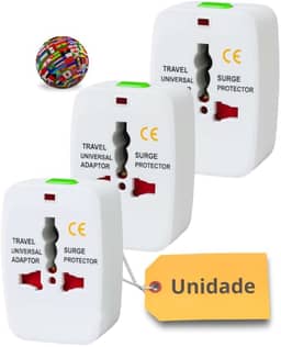 Unidade Adaptadores de Tomada Universal - Compatível com Mais de 150 Países, Bivolt, Compacto e Seguro para Viagens