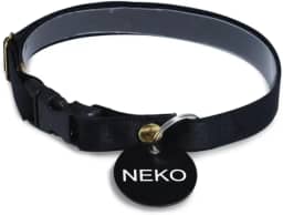 Coleira personalizada com nome e telefone Gatos PETS (Preto, Filhote (14 cm a 24 cm))