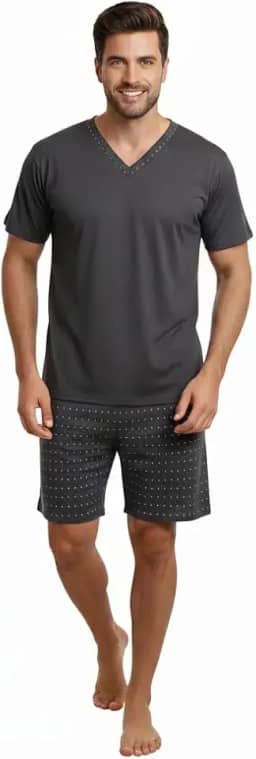 Pijama Homem Conjunto Meia Manga E Short Roupa De Dormir
