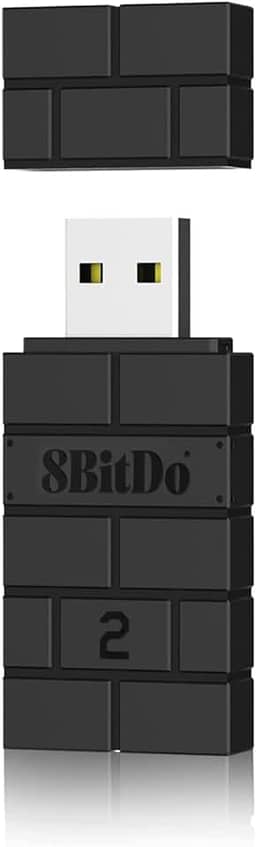 8Bitdo Adaptador de controle adaptador 2 USB sem fio para Switch/Switch 2, Windows, Mac e Raspberry Pi, compatível com controle Bluetooth Xbox Series X e S, Xbox One, PS5/PS4/PS3