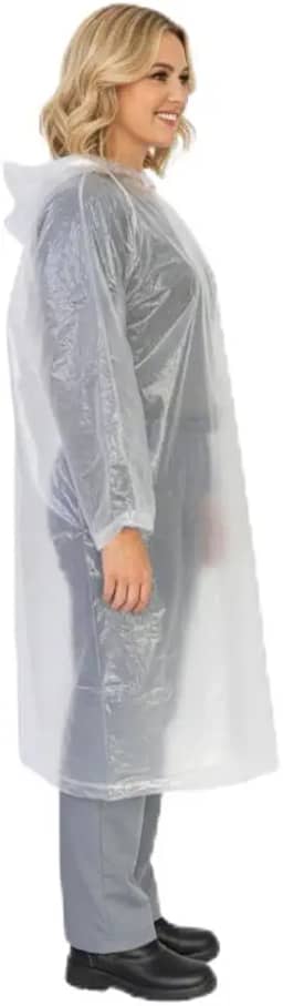 Capa de Chuva EVA Adulto Unissex Com Capuz Impermeável Transparente e Botões Reutilizável Poncho Ideal Para Passeio Festas Shows