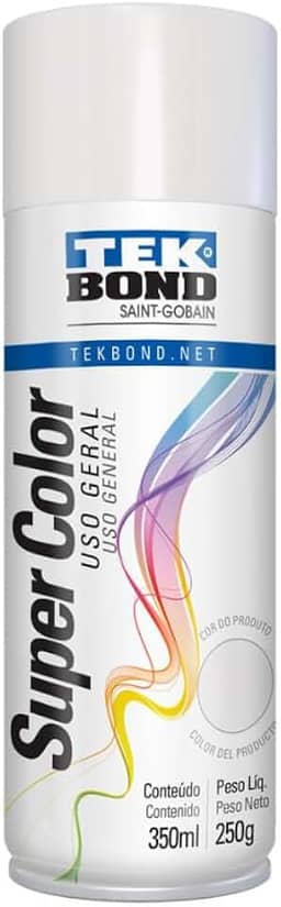 Tinta Spray Branco Brilhante Aerossol TekBond Uso Geral 350ml/250g