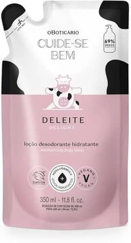O Boticário - Refil - Cuide-se bem Loção Desodorante Hidratante Corporal Deleite, 350ml, Vegano, Para Todos os Tipos de Pele, Com Manteiga de Karité