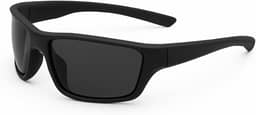 Óculos de Sol Esportivo Masculino, Polarizado, Proteção UV400, Armação Preta, Para Pesca