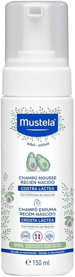 Mustela Shampoo Recém-Nascido 150 Ml - Xampu Textura Espuma Previne E Elimina A Crosta Láctea Dos Bebês - Vegano Feito Com 99% De Ingredientes De Origem Natural E Com Fórmula Biodegrável