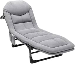 Cadeira Espreguiçadeira Aço 200kg, Reclinável com Almofada para Piscina, Praia e Jardim