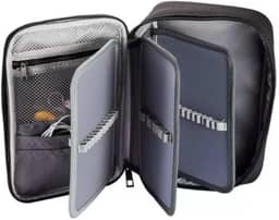 Estojo Escolar Grande Capacidade, Estojo Box Jumbo Com Alça e Elastico para 72 canetas ou lápis, Feminino Masculino, Infantil Adulto, Organizador Com Divisórias e Zíper (PRETO)