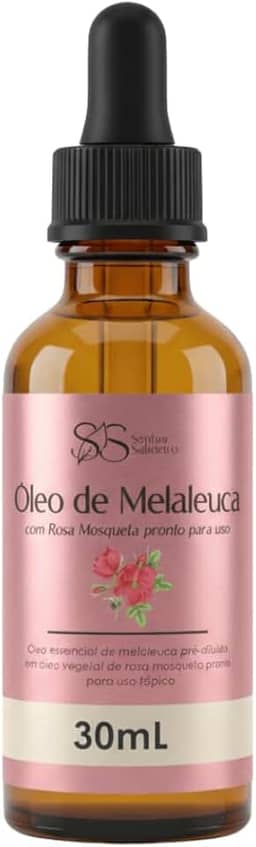 Sérum Multiuso Óleo de Rosa Mosqueta Puro com Óleo Essencial de Melaleuca Pronto para Uso Corporal - Clareador, Reduz Celulites, Estrias Acnes - 30 mL