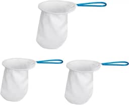 Coador de Café em Flanela, Filtro Reutilizável e Lavável, Cabo de Arame, Branco, Kit com 3 Unidades