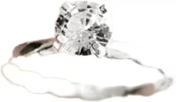 Anel Solitário Torcido Prata 925 Legítima Com Pedra Brilhante