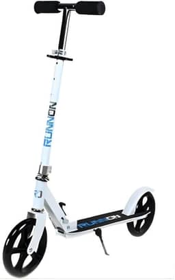 Patinete Adulto com Suporte de Parada, Branco, Rodas Grandes, Dobrável