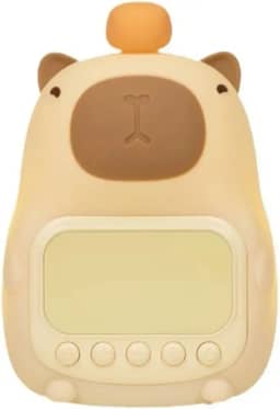 Relógio Despertador Luminária Infantil Capivara – LED Digital, Luz Noturna Touch, Alarme Duplo, Recarregável USB-C, Ideal para Crianças e Decoração