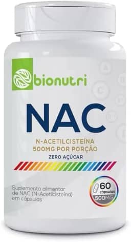 Nac N-Acetilcisteína - 60 cápsulas 500mg - Zero Açúcar - Bionutri