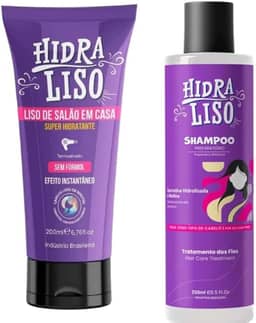 01 HidraLiso + 01 Shampoo - Liso de Salao em Casa, Alisante Para Cabelo Organico, Progressiva de Chuveiro Sem Formol