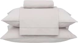 Buddemeyer Jogo de Cama Casal Percal 180 Fios Basic Percalle 100% Algodão Fio Penteado Bege 4 peças