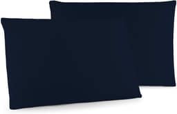 Kit 02 Fronhas Classic Tecido Percal 400 Fios 70x50 cm Antiácaro, Anti-pilling com Toque Macio - Azul Marinho