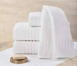 Kit Com 2 Toalhas Banho Teka Profiline Hotel e Pousada 500g/m² Gramatura Fio Duplo Toque Macio e Super Absorção Branca (LUXO)