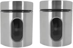 Kit Com 2 Potes Vidro Vítreo Revestido Em Inox 630ML Tampa Com Vedação e Visor - Ideal para Armazenar Café, Açucar, Sal, Grãos e Mantimentos - Super Resistente - Cantinho Do Café