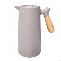 Garrafa Térmica 1 Litro Café Água Chá com Cabo de Madeira Nórdica de Plástico Quente ou Frio (CINZA)