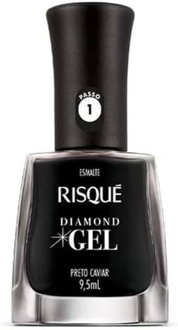 Esmalte Risqué Diamond Gel Preto Caviar Cremoso 9, 5ml, Risqué, PRETO CAVIAR, 9.5 ml