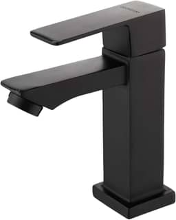 Torneira Banheiro Quadrado Luxo Moderna Lift estilo docol 1/4 de Volta Bica Baixa Cromada Espelhada Lavabo Aço Inox Alto Padrão Fria Preto Fosco Black Matte (Preto Fosco)