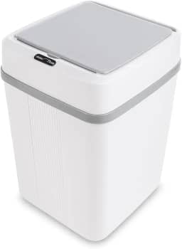 Lixeira Elétrica com Sensor 12 L Branca – Tampa Antiodor, Lixeira Moderna para Banheiro, Cozinha e Escritório, Abertura Sem Toque, Design Compacto e Higiênico