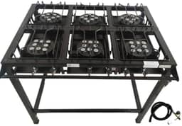 Fogão Industrial 6 Bocas Alta Pressão Preto c/Mang e Reg