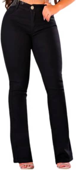 Calça Jeans Sarja Feminina Miraly Flare "Bootcut", Tecido Macio Com Elastano Premium