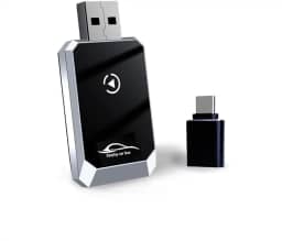 Adaptador CarPlay Android Auto 2 em 1 Sem Fio, Conversor Mini de CarPlay com Fio para Sem Fio Plug & Play, Conexão Rápida USB-A/C, Compatível com iPhone e a maioria dos modelos de veículos