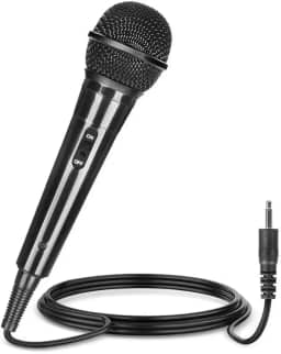 Microfone de karaokê com fio com cabo de 2,5 m, portátil para cantar, microfone vocal dinâmico para alto-falante, AMP, mixer, DVD