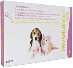 Antipulgas E Carrapatos Zoetis Revolution 6 Para Cães E Gatos Até 2,5 Kg - 3 Ampolas De 0,25 Ml