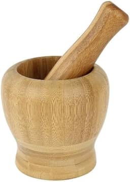 Pilão Com Socador Madeira Bambu Alho Pimenta