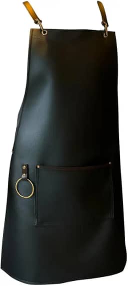 Avental Couro Sintético Preto Impermeável Resistente para Churrasqueiro Barbeiro Bar Cozinha Salão