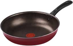 Frigideira Wok Facilita Vermelho 28cm com Antiaderente Resist - Limpa Fácil e Dura Mais, reforçado com partículas minerais, Thermo-Sinal e Cabos Reforçados