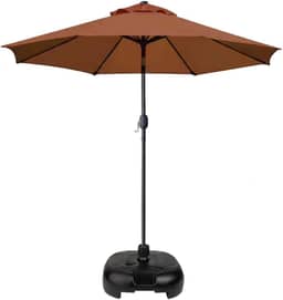 Kit Ombrelone Guarda Sol 3m Com Manivela Articulado Maresias Marrom Com Base Plástica Preta