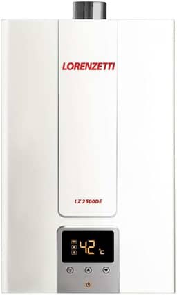 Aquecedor de Água a Gás LZ 2500DE Branco GN 25 Lts/Min. Digital Lorenzetti