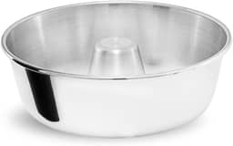 Forma Redonda de Alumínio com Furo Central, 20, 22 ou 24 cm, Ideal para Bolos e Pudins, Distribuição Uniforme de Calor (20)