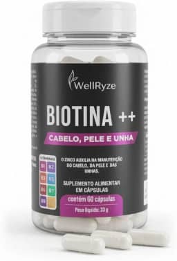 Biotina ++ com Zinco, Selênio e Complexo B – Vitaminas para Cabelo, Pele e Unhas – Vitamina C e E – Suplemento Capilar Feminino – Fórmula Beauty Hair Skin Nails – 60 Cápsulas