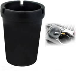 Cinzeiro de Plástico Portátil Anti Fumaça, Suporte para Cinzas de Cigarro Copo, Com Tampa (Preto)