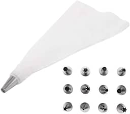 Kit Decorador de Confeitaria com 12 Bicos Diversos Saco de Confeitar Acessórios para Bolos e Cupcakes