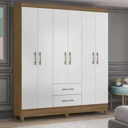 Guarda Roupa Casal 6 Portas e 2 Gavetas Panamá Moval Naturale/branco