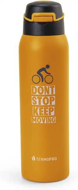 TERMOPRO Squeeze Térmico Laranja 450 ml Termopro Garrafa Aço Inox Sport Bike Fitness Bico Anatômico e Fast Click Bebidas Geladas 12h / Quentes 6h