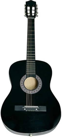 Violão Acústico Tradicional para Iniciantes, 6 Cordas de Aço, Preto, 38", Madeira Birch/Basswood