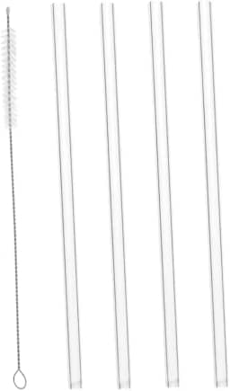 LYOR - Conjunto 4 Canudos de Vidro Reutilizáveis com Escova para Limpeza 20cm