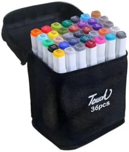 Conjunto de Canetas Marcador Permanente Canetinhas para Colorir Touch com Ponta Dupla para Desenhos Profissional e Escolar com Duas Pontas Hidrográficas com Estojo para Transporte Brashopmall® (36)