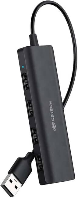 Hub USB 2.0 C3Tech HU-230BK com 4 Portas de saida USB Plug and Play