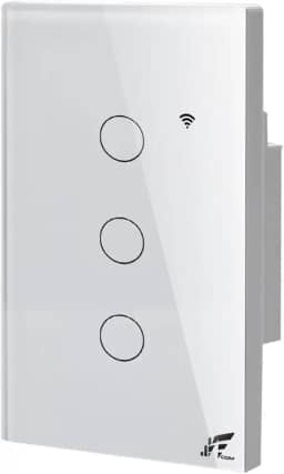 Interruptor 3 Teclas Touch Inteligente Paralelo Wi-Fi + RF433, Acabamento Em Vidro Temperado