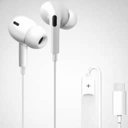 Fone de Ouvido Intra-Auricular USB-C com microfone, Graves Reforçados, Cabo 1,2m, Compatível com iPhone iOS, Samsung Androide, Ideal para Chamadas, Músicas e Vídeos, Cor Branco