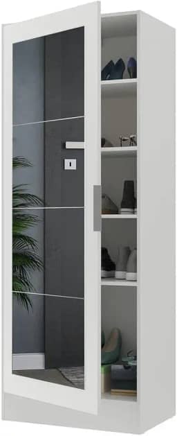 Sapateira 1 Porta com Espelho Jade Multimóveis Branca