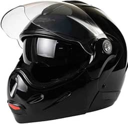Capacete de Moto Mixs MX Captiva Com Viseira Interna Solar Óculos de Sol Articulado Escamoteável Robocop Preto Brilhant